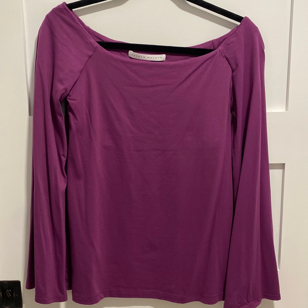 Susana Monaco Wide Nexk Flare Sleeve Top, S
